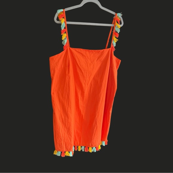 NWT ANTHROPOLOGIE Shift Mini Dress L Tassels Orange - Picture 5 of 13